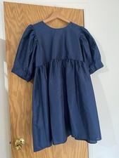 NWOT XL Kika Vargas For Target Dark Blue Puff Sleeve Babydoll Dress