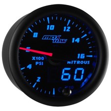 Maxtow Nitrous Pressure Nos Gauge Kit W Sensor Black Dial Blue Led 52mm