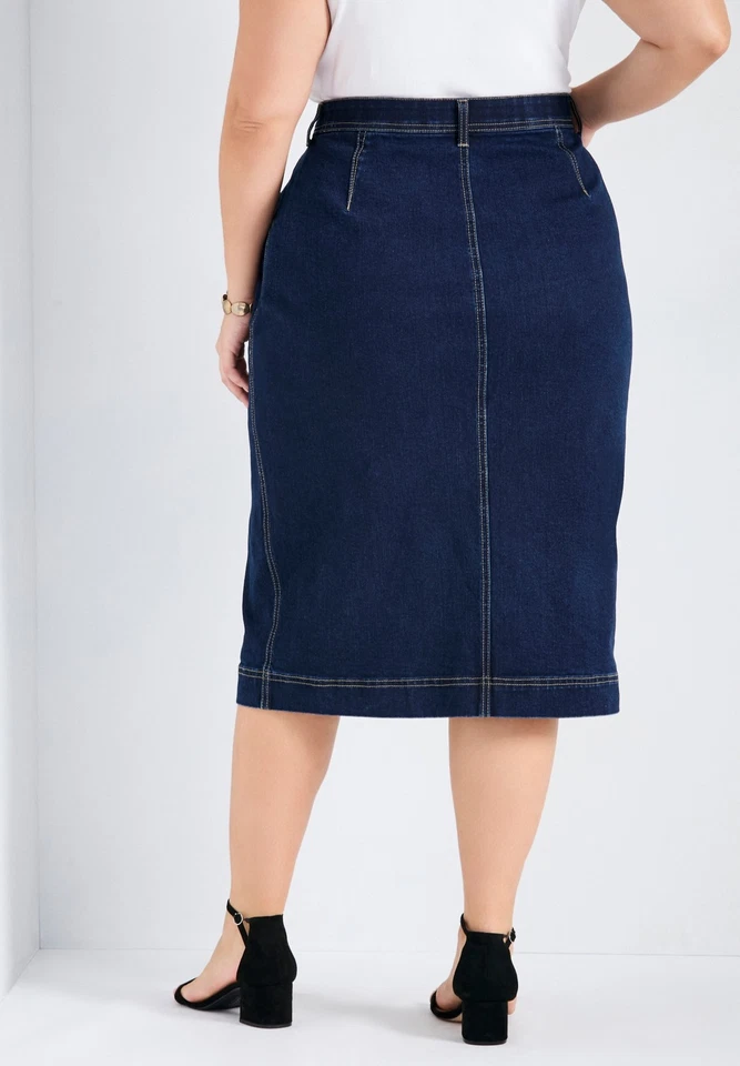 Avenue Women's Plus Size Billy Denim Skirt - Image 3 of 4