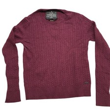 SUPERDRY Jumper Sweater Top Original Italian Cashmere Blend Sz S Burgundy Women