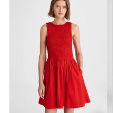 Madewell The Melody Scoopback Smocked Mini Dress in Festival Red Size XS NEW!