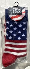 4th of July American Flag Crew Socks Size 8-12 Bioworld NEW OLD STOCK