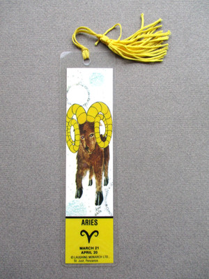 Vintage LESEZEICHEN ARIES Sternschild 21. April 20 RAM Lachender Monarch