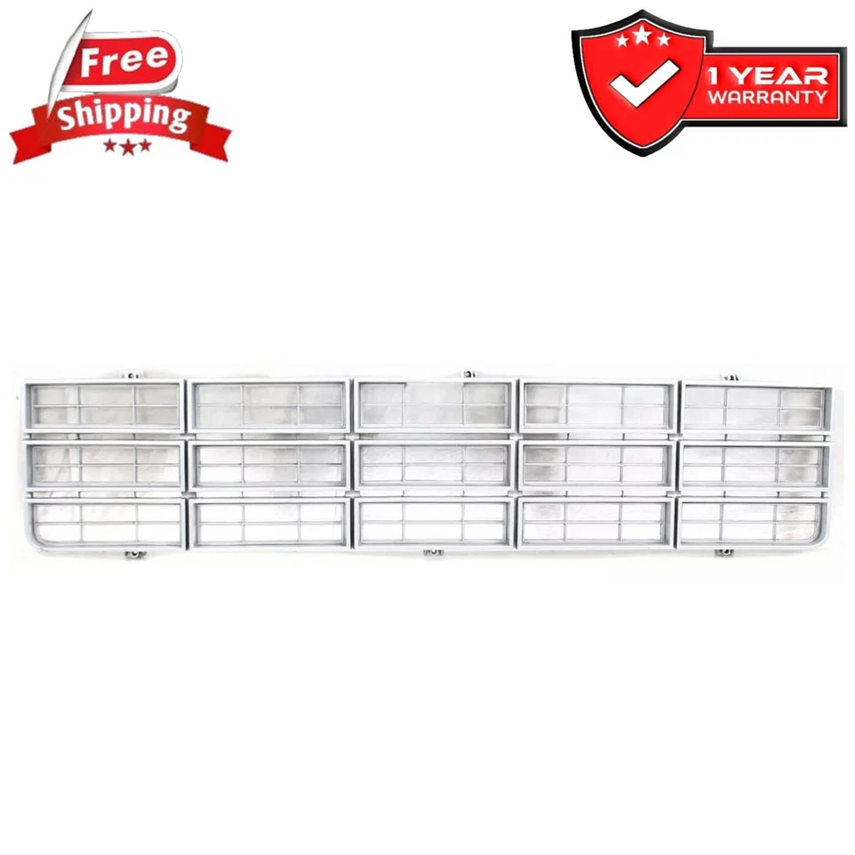 Grille For 1977-1980 Chevrolet C10 C20 C30 K10 K20 K30 Silver Plastic GM1200354 - Image 2 of 4