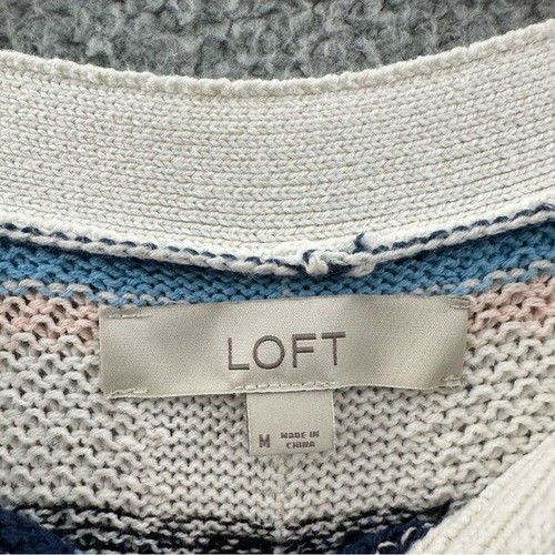 LOFT Langarm U-Boot Ausschnitt Strick Tunika Pullover Preppy Büro Baumwollmischung Damen M - Bild 4 von 8