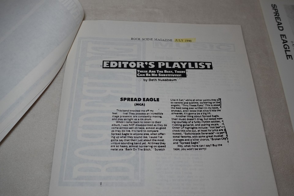 Spread Eagle Rock Band 1990 MCA Records Promotional Photo & Papers Lot