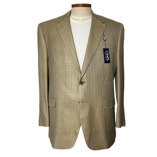 BURBERRY MENS 43 R BLAZER SUIT SPORTCOAT BEIGE BLUE RED CHECK WOOL