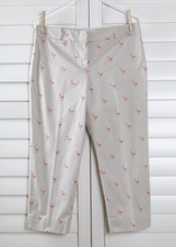 TALBOTS NWT 89 Signature Fit Khaki Embroidered Flamingo Pants Size 8 Petite
