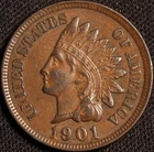 1901 Indian Cent, Sharp, Original XF, Beautiful Chestnut Brown Surfaces!