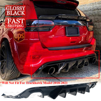For Jeep Grand Cherokee SRT 14-21 V1 Glossy Black Shark Fin Rear Bumper ...
