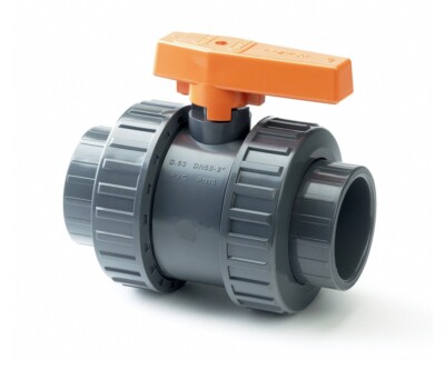 Comer PVC Kugelhahn - Doppelvereinigung - 2'' grau
