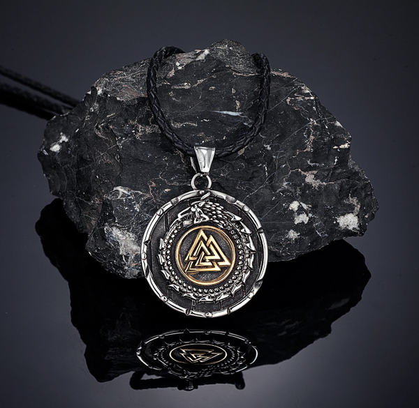 Nordische Halskette Valknut Rune Wikinger Vikings Amulett AnhäNger 37 Mm-image