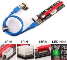 Ubit  6 Pack  PCI-E Riser Adapter Card  USB 3.0 Cable - Latest crypto mining