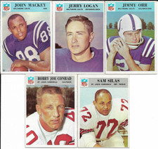 1966 Philadelphia Football 5 Card Colts & Cardinals Lot with John Mackey VG-EX