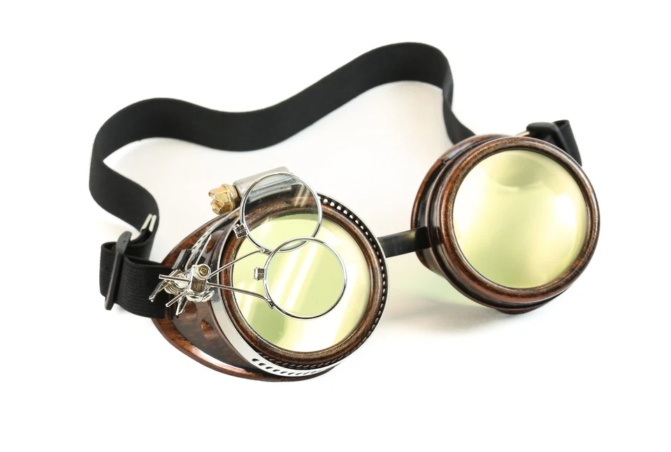 Copper Steampunk Goggles Crazy Burning man Cosplay Costume Mad Scientist 2X GRN - Image 2 of 2
