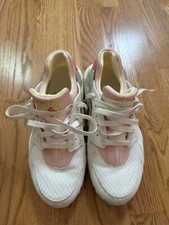 Kids Nike Low Top Haurache White, Citron, Pink 6.5y