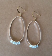 NEW NATURAL AQUAMARINE SUNDANCE CHARM SILVER GOLD FILLED HANDMADE EARRINGS