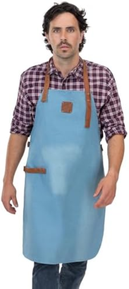 Angus Stoke Grembiule da barbecue e da cucina in denim e pelle Ã¢â‚¬â€œ Grembiul
