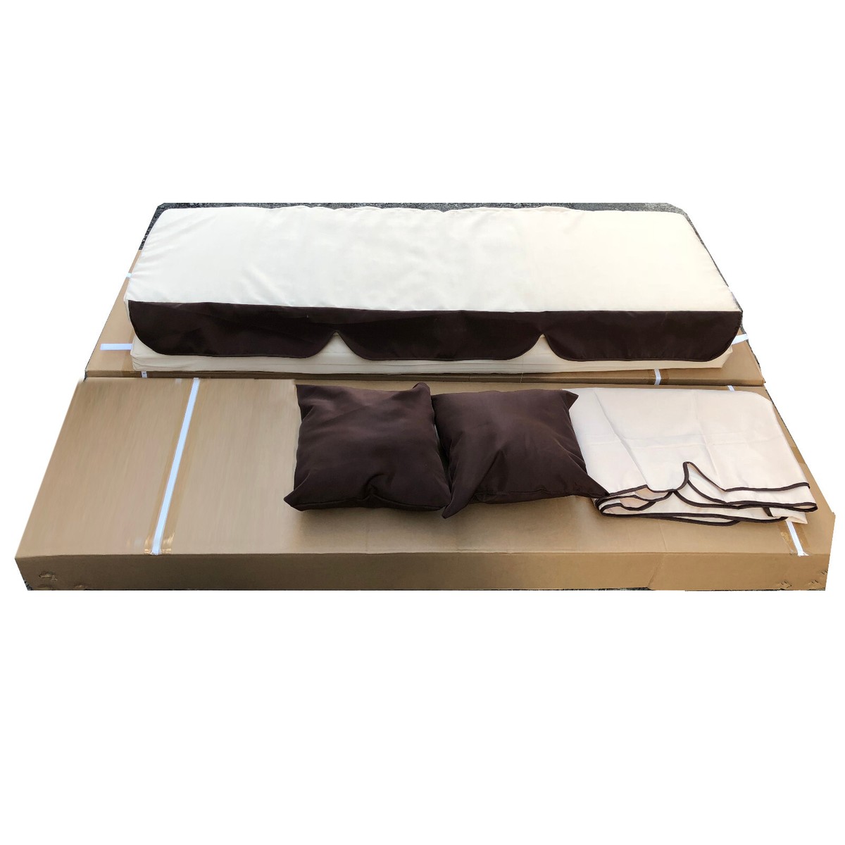 Set Di Ricambio Per Baldacchino Giardino - Tessuto Oxford Impermeabile 210D | Per Sedie A Dondolo 3 Posti | Marrone - Foto 6