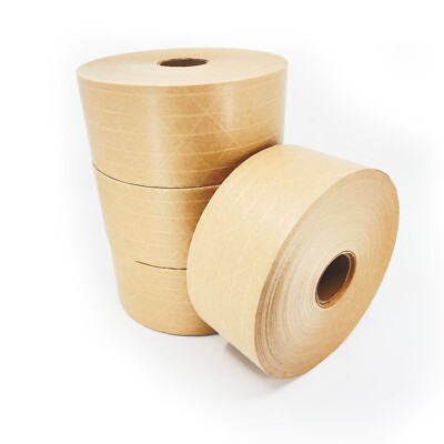 #ad 4 Pack Reinforced Water Activated Kraft Carton Sealing Gummed Tape 2.75quot;x450 ft $42.99