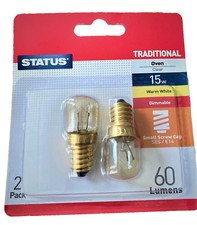 FRIDGE Light Bulb, clear, 15w Small screw Cap, 60 Lumens, Dimmable 2PACK