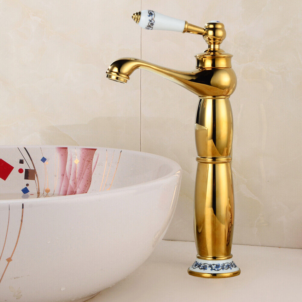 Einhebelmischer Wasserhahn Retro Nostalgie Küchearmatur Bad Waschbecken Tap Gold