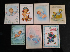 7 Vintage Baby Boy Congratulations Greeting Cards 1960's