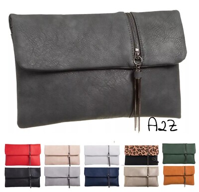 Große Damen-Clutch Kunstleder Abend Hochzeit Schulter Handtasche Tasche UK