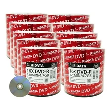 1000 Pack Ridata DVD-R 16X 4.7GB 120 Min Silver Logo Top Blank Recordable Disc