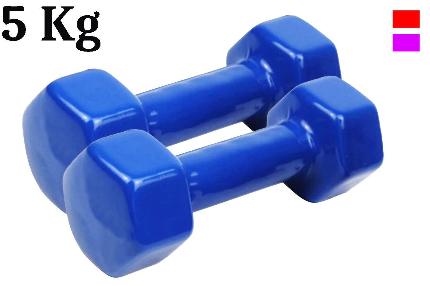 Coppia pesi palestra 5kg manubrio esagonale gommato antiscivolo allenamento fit