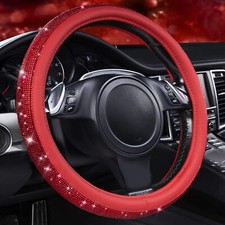Bling Diamond Leather Steering Wheel Cover With Crystal Rhinestones 14-15 Bling Diamond Leather Steering Wheel Cover With Crystal Rhinestones 14-15