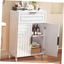 Storage Cabinet Bathroom Floor Cabinets with Drawer Freestanding Kitchen White