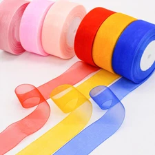 45M Reel Sheer Organza Ribbon Chiffon Woven Edge 2cm 2.5cm 4cm - 58 Colors