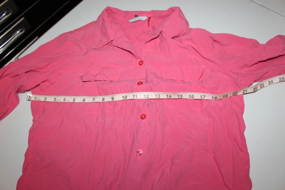 ヨシ Lady Hathaway Womens Button Collar Shirt Size Medium Coral Pink