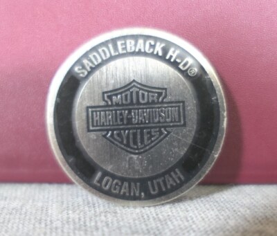 NEW Saddleback Harley Logan Utah Bar & Shield Dealer Metal Stick-On Oil Dip Dot