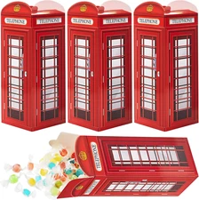 4 British Party Favor Boxes – UK Phone Booth Candy Boxes for Events & Gifts