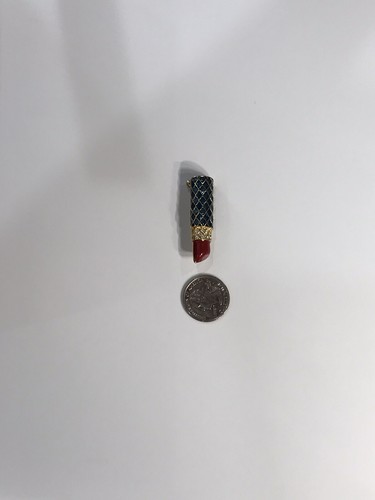 Avon Vintage Gold Tone Red blue Enamel Clear Rhinestones Brooch Pin. #738 - Picture 4 of 4