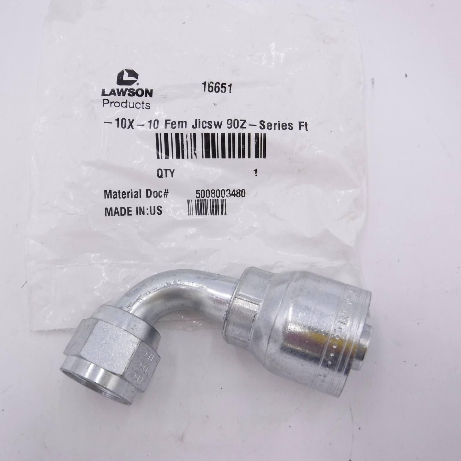 Eaton Z Series Crimp on Elbow Female JIC 37° Flare 90° 5/8" (10) x 7/8