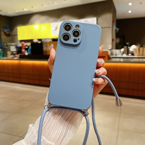 Cross Body Plain Case mit Umhängeband Band für iPhone 16 15 14 13 12 Pro Max - Bild 17 von 20