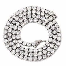 Unisex Stainless Steel 5mm 1 Row Cubic Zirconia Tennis Necklace ANTI-TARNISH