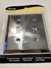 Amerelle Century Lacquer TOGGLE WALL PLATE 2 Gang Stamped Steel 163TTBN