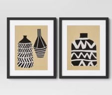 Threshold Poster Modern of 2 16"x20" Set Vase I II Wall Art with Mat