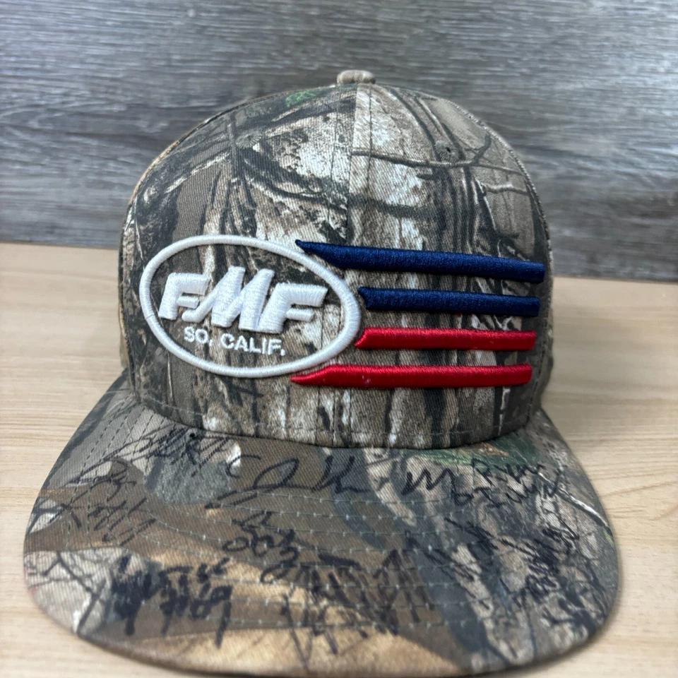 FMF Racing Hat Cap Snap Back Brown Camo Dirt Biking Racing Flag - Image 2 of 4