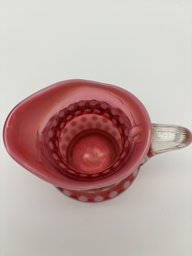 Fenton Art Glass Cranberry Opalescent Coin Dot Creamer 4.5” c 1945 - Picture 7 of 11