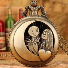 Steampunk Nightmare Theme Quartz Pocket Watch FOB Chain Christmas Gifts Unisex