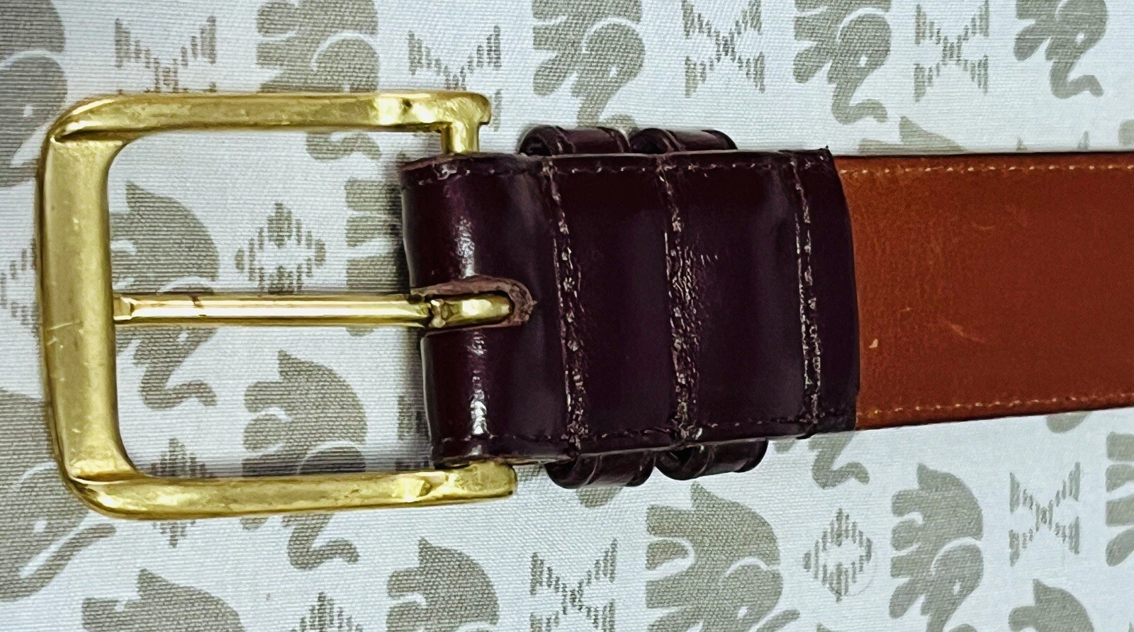 Cintura abito vintage Coach da uomo 44" 110 cm marrone mogano pelle ottone fibbia classica