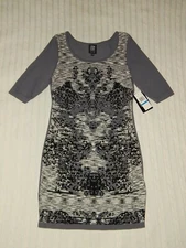 JAX ― Size XL ― Quarter 3/4 Sleeve Gray/Black Ponte Knit Dress NWT ― #842A *NEW*