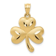 14k Yellow Gold Shamrock Charm Pendant 1.92g L-25mm, W-15mm for Mom