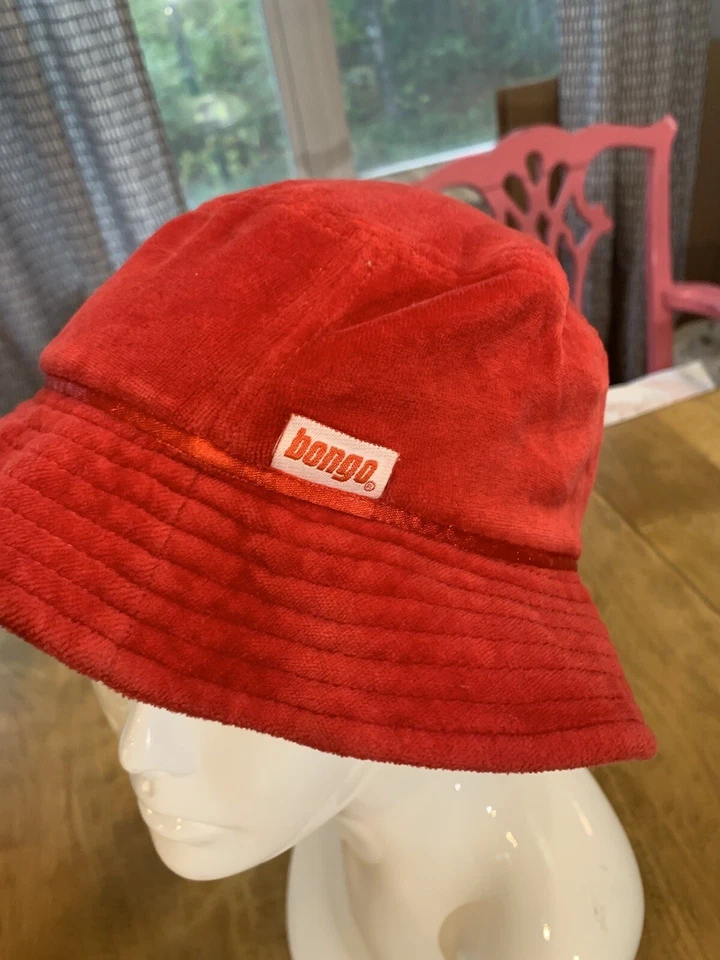 Vintage Bongo 1980's Red Velour Bucket/Sailer Hat One Size Fits Most - Image 4 of 4