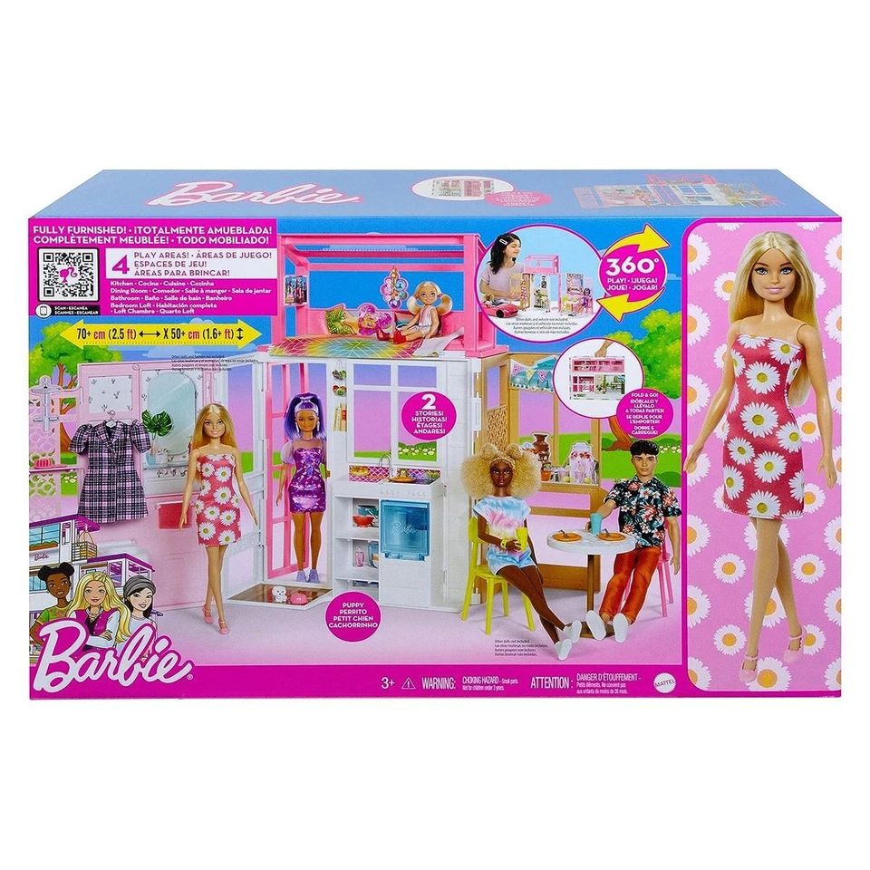 Mattel HCD48 - Barbie - Spielset, Haus komplett eingerichtet, Puppe mit Zubehör - Bild 3 von 3
